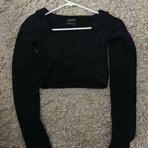 Xs Garage corset long sleeve black crop top